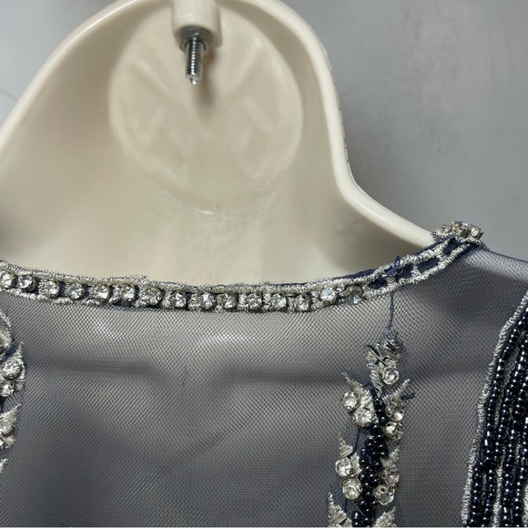 Jovani Ruched Evening gown Dress Embroidered Rhinestons size 00 pageant Blue - Picture 9 of 13